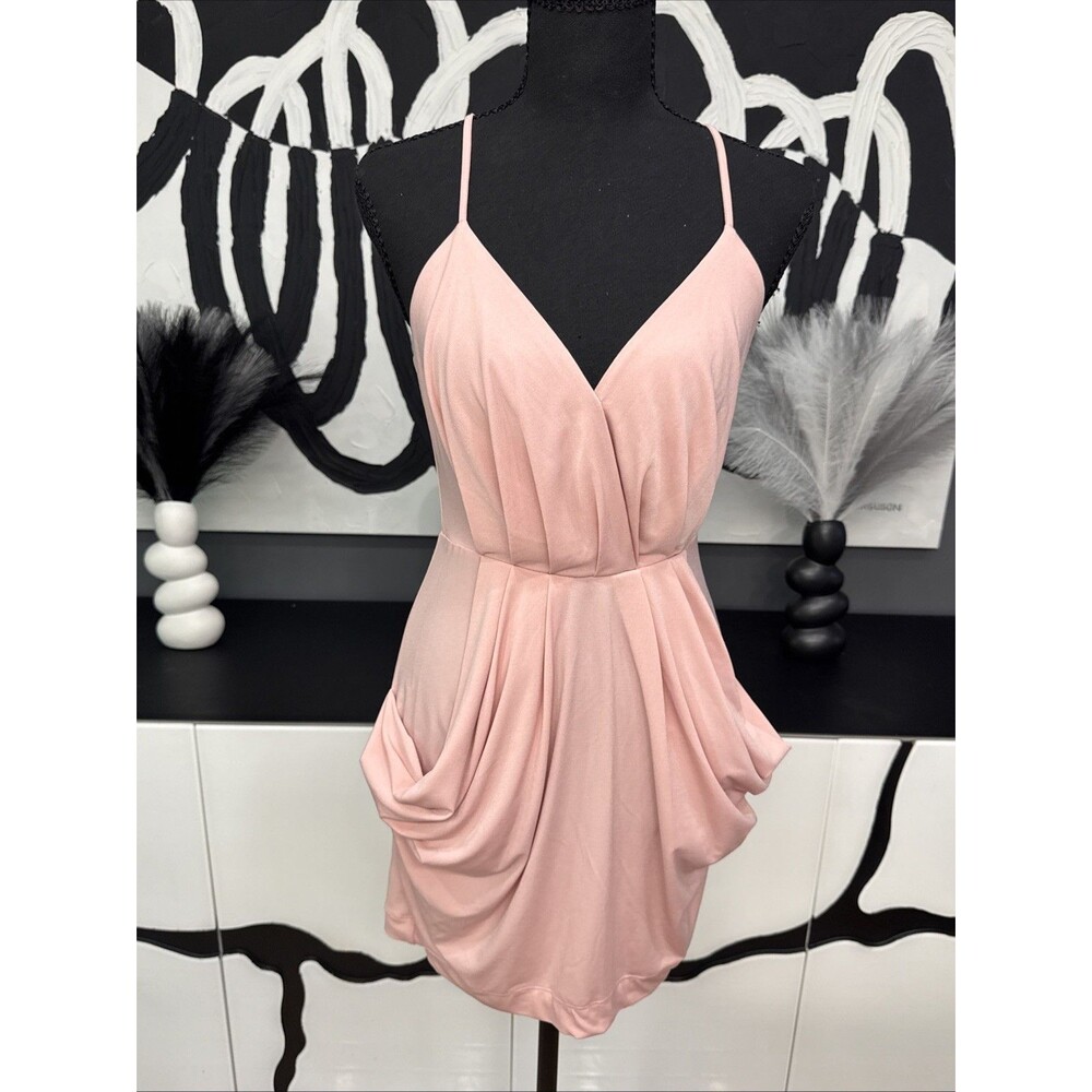 BCBGeneration Pink Rose Draped Mini Dress Womens XS Cocktail Wedding NWT